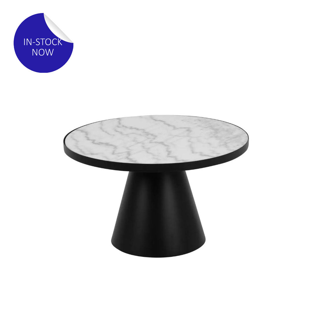 IN-STOCK | SOLI White Marble and Black Base MEDIUM coffee table