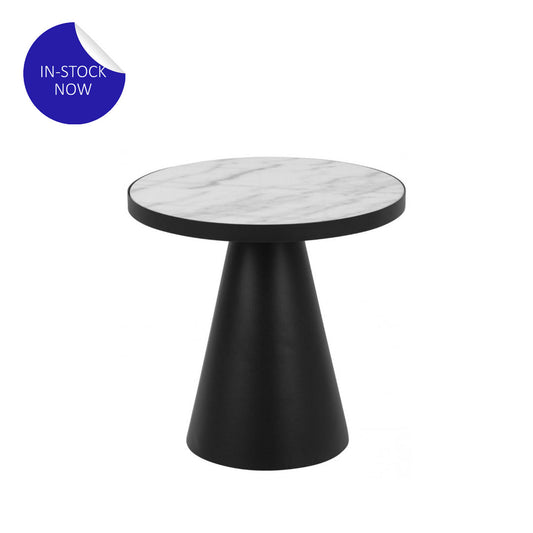 IN-STOCK | SOLI White Marble and Black Base SMALL coffee table
